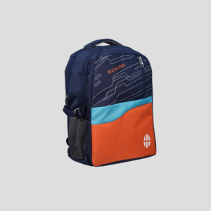 Navy Blue and Orange Dual-Tone School Backpack